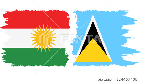 Saint Lucia and Kurdistan grunge flags connection vector Saint Lucia and Kurdistan grunge flags connection vector 124457409