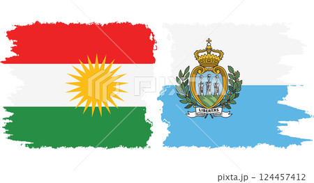 San Marino and Kurdistan grunge flags connection vector San Marino and Kurdistan grunge flags connection vector 124457412