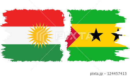Sao Tome and Principe and Kurdistan grunge flags connection vector 124457413