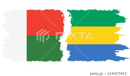 Gabon and Madagascar grunge flags connection vector 124457452