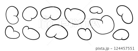 Organic blob shapes with irregular fluid forms. Abstract round spots and liquid bubble figures. Flat vector illustration isolated on white background. 124457551