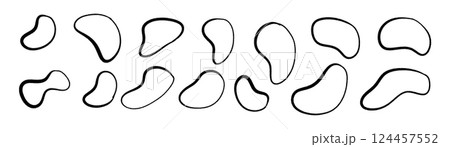 Fluid blot designs in organic oval variations. abstract forms with irregular round shapes. Flat vector illustration isolated on white background. Fluid blot designs in organic oval variations. abstract forms with irregular round shapes. Flat vector illustration isolated on white background. 124457552
