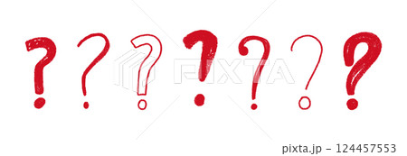 Hand question mark doodle. Curious outline icon why for FAQ sections or inquiry prompts. Flat vector illustration isolated on white background. Hand question mark doodle. Curious outline icon why for FAQ sections or inquiry prompts. Flat vector illustration isolated on white background. 124457553
