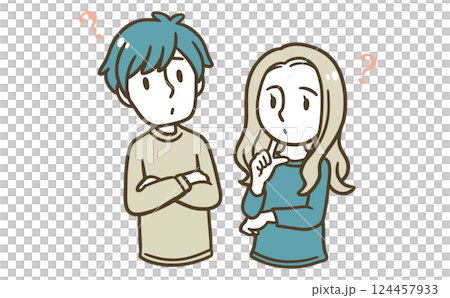 考える男女のイラスト 124457933