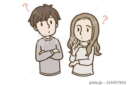 考える男女のイラスト 124457934