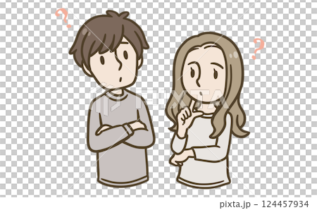 考える男女のイラスト 124457934