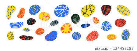 Abstract paper cutout shapes, organic geometric elements art style, modern graphic collage design. Flat vector illustration isolated on white background. Abstract paper cutout shapes, organic geometric elements art style, modern graphic collage design. Flat vector illustration isolated on white background. 124458185