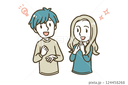 問題が解決した男女のイラスト 124458268