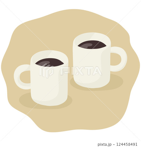 マグカップに入ったコーヒーの手描きイラストクリップアート マグカップに入ったコーヒーの手描きイラストクリップアート 124458491