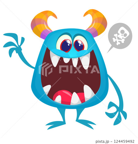 Happy cartoon monster with funny face. Halloween vector illustration. Great for package or party decoration 124459492