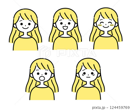 若い女性のイラストセット1_1 若い女性のイラストセット1_1 124459769
