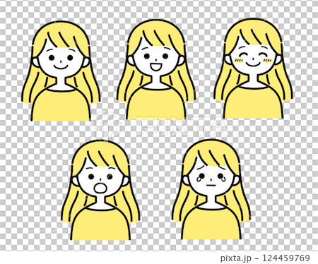 若い女性のイラストセット1_1 若い女性のイラストセット1_1 124459769
