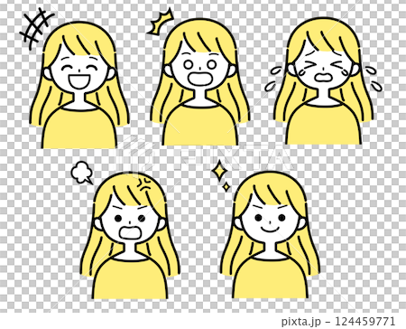 若い女性のイラストセット1_3 124459771