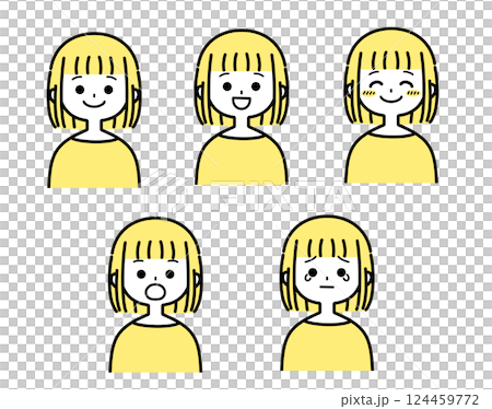 若い女性のイラストセット2_1 124459772