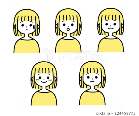若い女性のイラストセット2_2 若い女性のイラストセット2_2 124459773