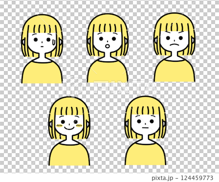 若い女性のイラストセット2_2 若い女性のイラストセット2_2 124459773