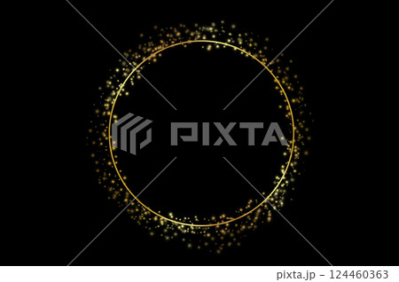Gold circle frame bokeh on black background Gold circle frame bokeh on black background 124460363