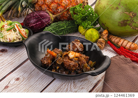 Manchirian breaded prawn with vegetables Manchirian breaded prawn with vegetables 124461369