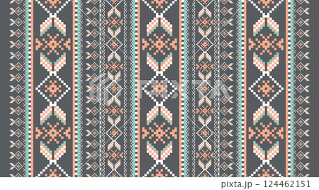 ethnic pattern texture design background print abstract seamless vector textile. ethnic style illustration graphic fabric ornament geometric decorative decoration art wallpaper. ethnic art floral. 124462151