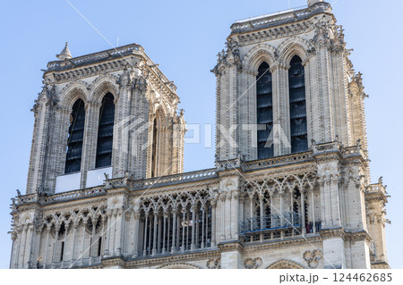 Newly restored Notre Dame Cathedral in Paris after the fire 124462685