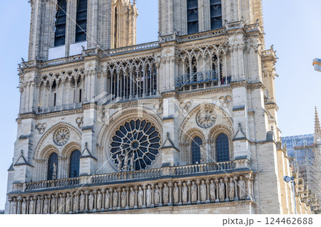 Newly restored Notre Dame Cathedral in Paris after the fire 124462688