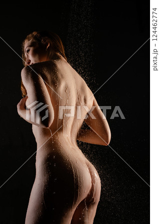 Naked woman with naked body art 124462774