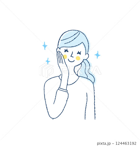 頬に手を当てて喜んでいる女性 124463192