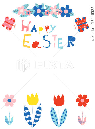 Happy Easter greeting card, invitation, brochure or template in bold colors 124463284
