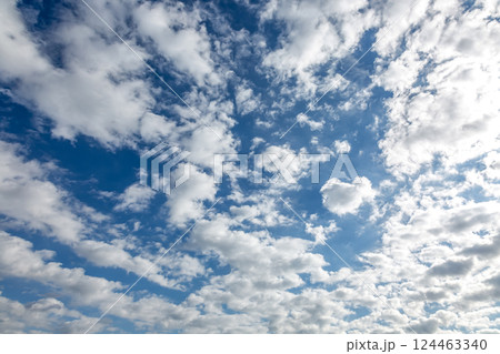 天空の青空に浮く雲の造形【背景素材】 124463340
