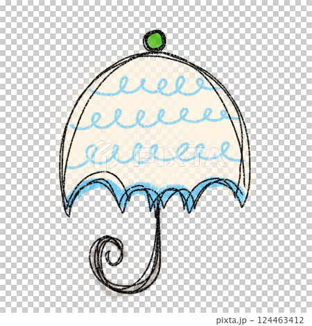 手繪彩色（淺藍色、奶油色）圓頂傘插圖 124463412