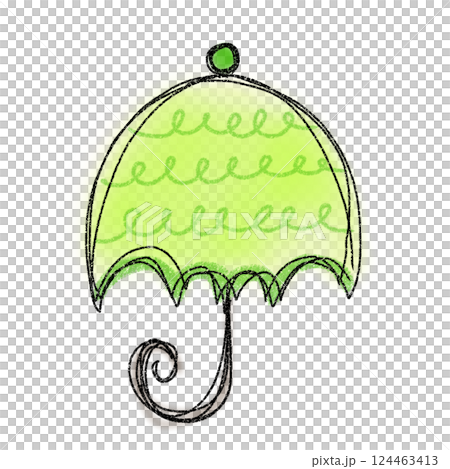 手繪彩色（綠色）圓頂傘插圖 124463413