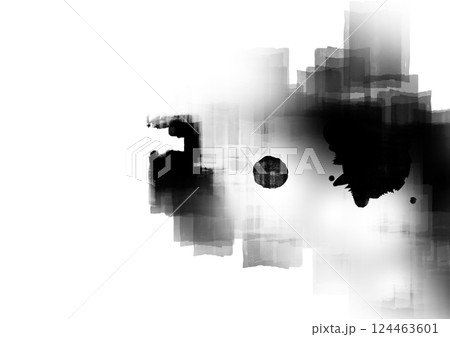 街をイメージした抽象的水墨画　 124463601