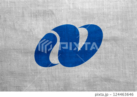 Official flag of Nagasaki. Prefecture in Japan. Conceptual collage on fabric texture Official flag of Nagasaki. Prefecture in Japan. Conceptual collage on fabric texture 124463646