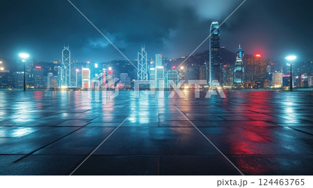 Night view of Hong Kong skyline 124463765