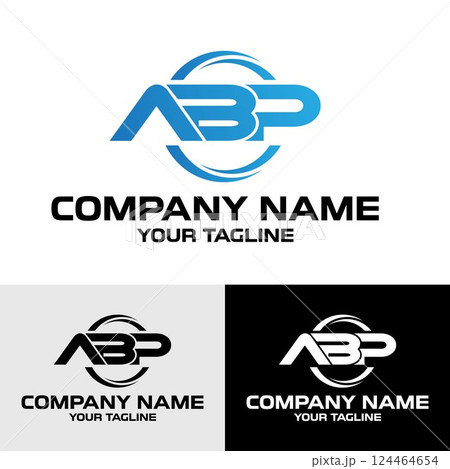 Initial ABP letter modern typography swoosh logo design template 124464654