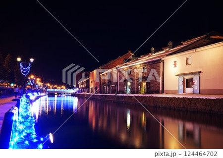 小樽運河の夜景 124464702