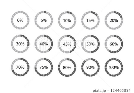 Circle percentage diagrams set for infographics on a white background Circle percentage diagrams set for infographics on a white background 124465854