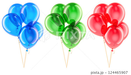 Set of colored party balloons, 3D rendering 124465907