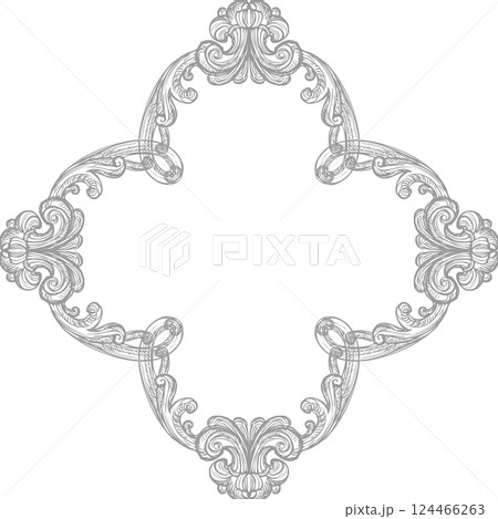 Baroque hand drawing monochrome seamless pattern vector Baroque hand drawing monochrome seamless pattern vector 124466263