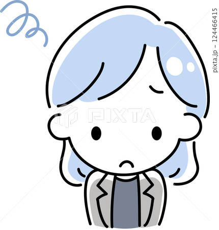 悩んでいるスーツ姿の女性のイラスト 悩んでいるスーツ姿の女性のイラスト 124466415