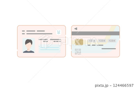 本人確認用マイナンバーカード表裏のベクターアイコンセット（男性） 124466597