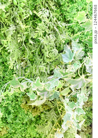 壁を這う造花の草とその立体的な模様 124467668