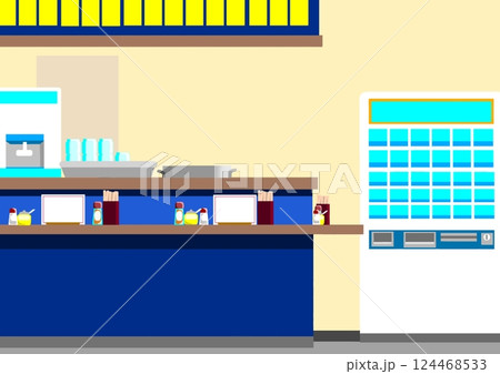 立ち食いそば屋の店内 124468533