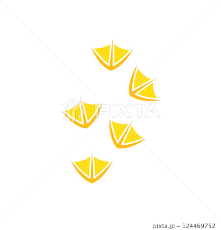 Yellow duck footprints 124469752