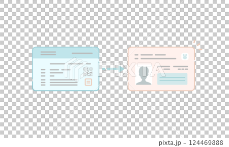 Illustration of linking and switching your health insurance card to your My Number card (vector, flat) 124469888