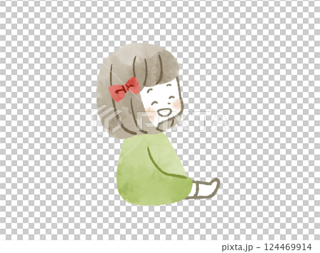 微笑女孩 - 水彩畫 微笑女孩 - 水彩畫 124469914