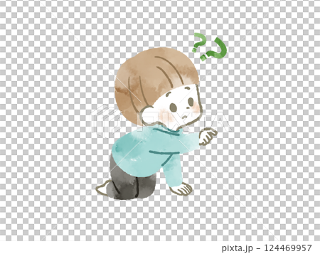 A boy touching something curiously - watercolor 124469957