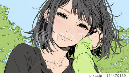 苦笑いをしている女性（気まずさ、困惑、自嘲、内なる葛藤を抱えて） 124470189