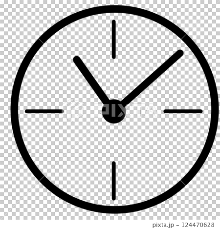 Round analog clock icon (line drawing, simple / monochrome, transparent background) 124470628