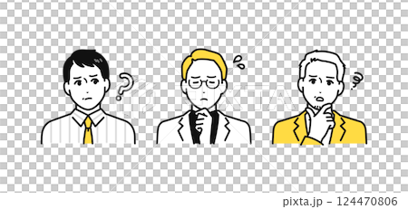 Worried facial expression, manager, deputy manager, section manager, chief, leader icon set Worried facial expression, manager, deputy manager, section manager, chief, leader icon set 124470806